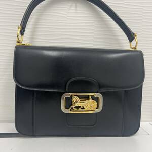 中古品　CELINE セリーヌ　馬車金具　カーフレザー　本革　ブラック　ゴールド金具　ヴィンテージ　レディース