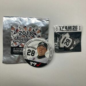 千葉ロッテマリーンズ 2018シークレット缶バッジ、2019 TEAM26ピンバッジ #28 松永昂大投手 2点セット