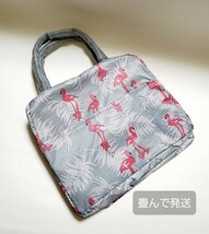 保温　保冷バッグ　ランチバッグ　フラミンゴ　グレー　鳥の雑貨　HANAKO_画像7