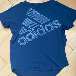 adidas☆サッカーウエアネイビー150子供半袖ゲームシャツ