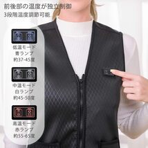 電熱ベスト 電熱 ベスト 加熱ベスト:ヒーター ジャケット インナー ヒーターベスト 服 USB式給電 洗濯可 SIZE M - L- XL_画像2