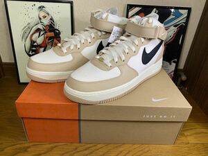 US13/31cm ナイキ エアフォース1 ミッド '07 LX / Nike Air Force 1 Mid Pale Ivory and Shimmer/Izakaya / SNKRS atmos ビッグサイズ