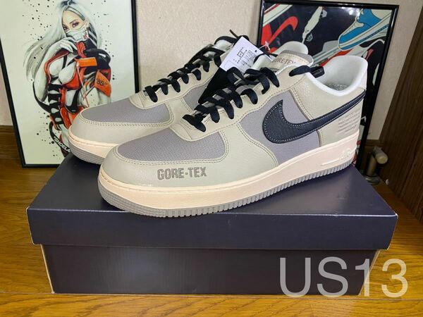 US13/31cm ナイキ エアフォース1 ゴアテックス / Nike Air Force 1 Low Gore-TEX Moon Fossil / atmos ビッグサイズ