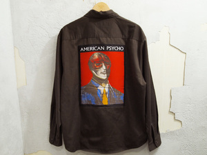 美品 23AW 定価26400円 Supreme American Psycho Work Shirt ワークシャツ アメリカンサイコ ロゴ M 茶 ブラウン Brown シュプリーム FT