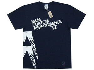 新品 XL サイズ M&M CUSTOM PERFORMANCE PRINT S/S T-SHIRT Tシャツ スツール ネイビー 紺 エムアンドエム ロゴ