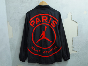 新品 NIKE JORDAN BRAND PSG LOGO COACH JACKET コーチジャケット パリサンジェルマン Paris Saint Germain ブラック S ジョーダン ナイキ