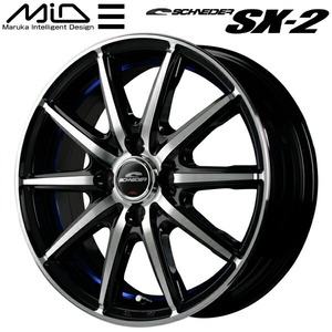 MID シュナイダー SX-2 ホイール1本 ブラックポリッシュ+アンダーカットブルークリア 4.5J-15inch 4H/PCD100 inset+45