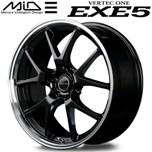 MID VERTEC ONE EXE5 ホイール4本 グロッシーブラック/リムポリッシュ 7.0J-18inch 5H/PCD114.3 inset+55