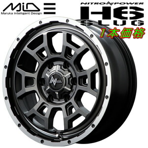 MID ナイトロパワー H6 SLUG ホイール1本 ブラッククリア/ピアスドリルド 6.5J-17inch 6H/PCD139.7 inset+38