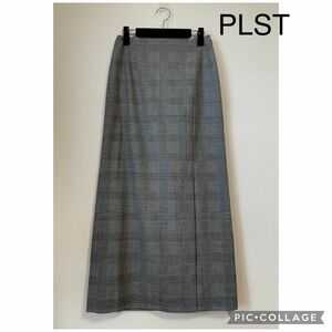 【新品】PLST プラステ ロングスカート グレンチェック ブラック系