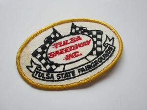 【中古】ビンテージ Tulsa Speedway タルサ スピードウェイ チェッカーフラッグ ワッペン/自動車 バイク レーシング 古着 キャップ 141