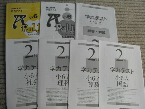 学力テスト小６A(標準版4科) 2019年度2月号(2020年2月実施分)＋実力強化問題集 A pal jr.＋解答用紙＋解答解説 育伸社 未使用品 送料無料！