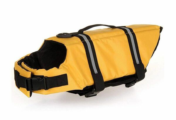 犬用ライフジャケット救命胴衣 速乾性 水泳の練習用品 黄色 Small 犬 救急服 犬の安全を守る 水遊び ライフジャケット