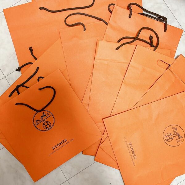 エルメス 紙袋 10枚セット HERMES 大きいサイズ ショッパー ショップ袋 ブランド紙袋 オレンジ
