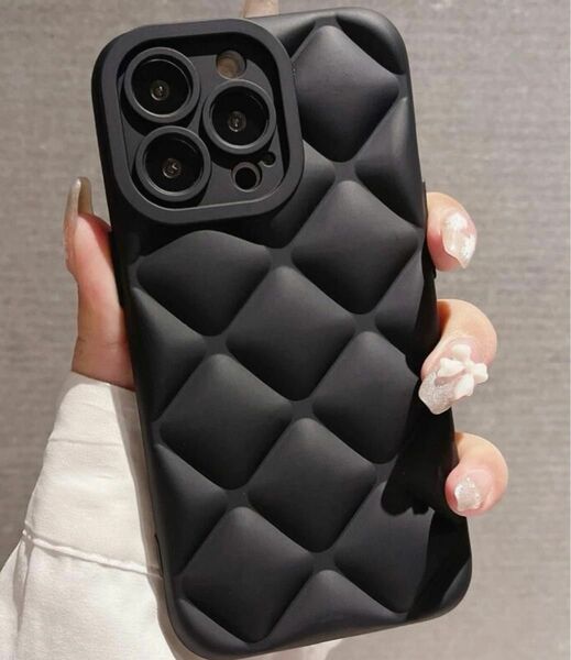 新品　iPhone15Pro スマホケース カバー ブラック　大人可愛い