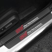 S119【STI】ドア フット プロテクター カーボン ステッカー スカッフ プレート インプレッサ レガシィ BRZ SUBARU スバル_画像1
