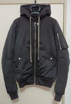 Rick Owens HOODED FLIGHT BOMBER リックオウエンス フライト ジャケット グースダウン BLACK size:46_画像1