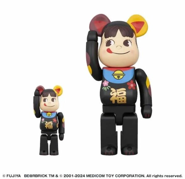 BE@RBRICK 招き猫 ペコちゃん 福 黒 100% & 400%