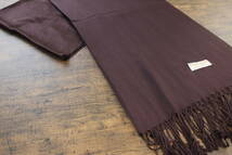 新品【パシュミナ Pashmina】無地 チョコブラウン C.BROWN 茶色 Plain 大判 ストール カシミア100% Cashmere_画像3