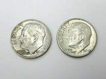 【3-9】 1964年 ルーズベルト 10セント銀貨 1ダイム 2枚セット_画像1