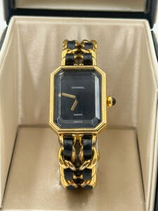 ◆CHANEL シャネル プルミエール Sサイズ 稼働品 腕時計 レディース ゴールド×ブラック 箱付◆