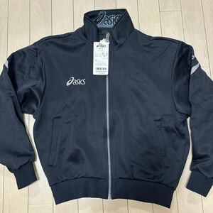 【新品 タグ付】アシックス（asics） 長袖ジャージ　Mサイズ　黒　シルバーのワンポイントロゴ　上着