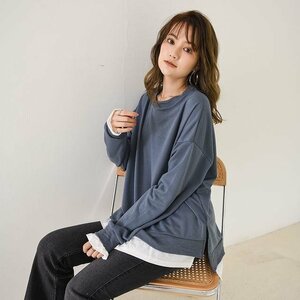 レディース トップス スウェット トレーナー tシャツ 重ね着風 レイヤード 長袖 ロングスリーブ ップス 秋 春 02 M LB183