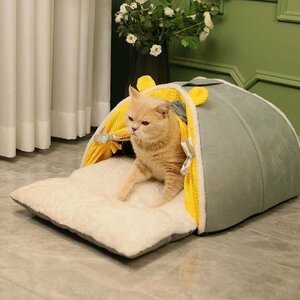 猫 犬 ベッド　ペットハウス ペットベッド キャット　ふわふわ　暖か もこもこ　小中型 ペット用品 　2WAY 柔らかい　秋冬　Lサイズ LB184