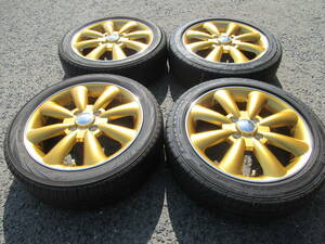 中古タイヤ☆165/55-15 165/55R15 ララパーム ゴールドXポリッシュリム 5J+45 100 4H Kカー 軽トラック カスタムに☆