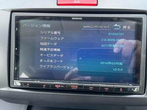 KENWOOD 2017 MDV-M705 彩速ナビ　マップ　2017 メモリーナビ フルセグ Bluetooth/DVD/USB/SD 7インチ!!　動作確認済み!!