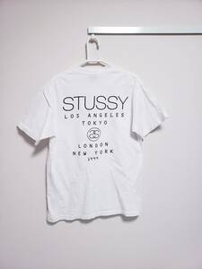 【送料無料】STUSSY オールドステューシー 1999 ワールドツアーT M 白 紺タグ/半袖 フォト サーフ ビンテージ 周年Anniversary藤原ヒロシ