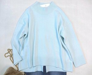 ■23区大きいサイズ44今季ウールカシミヤハイネックニット/サックスブルー18,700円■