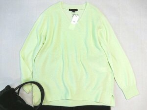 ■23区大きいサイズ44今季ウールカシミヤVネックニット/ライトグリーン17,600円■