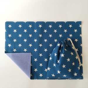 30×40* коврик под приборы сумка звезда рисунок комплект ручная работа синий . еда мужчина девочка стакан пакет 