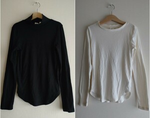 GAP KIDS cut and sewn 2 pieces set 140. black high‐necked long sleeve + eggshell white long sleeve T shirt 130 child girl 