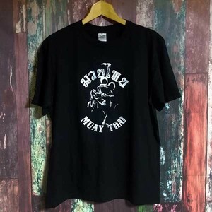 送込　ムエタイ　ミッキー　タイ語　半袖Tシャツ 黒 XLサイズ