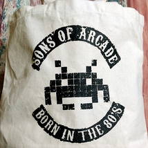 送込　インベーダー80's　SONS OF ARCADE　ecoバック 　10オンス　12㍑　Organic cotton　ナチュラル_画像2