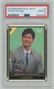 【PSA10 GEM MINT】大谷翔平 北海道日本ハムファイターズ 2018 BBM Grateful Days レギュラーカード #17 Dodgers ドジャース