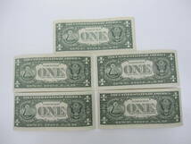 貨幣祭 USドル 紙幣 外貨 合計5ドル 1ドル×5 自宅保管品 ONE DOLLAR ワシントン 外国紙幣 USA_画像2