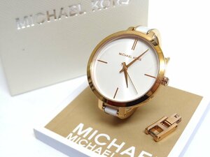 難あり!! 稼働品 マイケルコース レディース クォーツ腕時計 ゴールド×ホワイト MK-4342 MICHAEL KORS JARYN ☆P