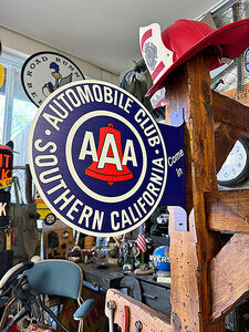  America automobile association Triple e- side signboard both sides print flange metal autograph Triple A California 