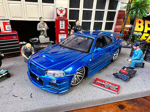 Jada　映画　ワイルドスピード　ミニカー 1/24（ブライアン/ニッサン　スカイラインGT-R R34/ベイサイドブルー）