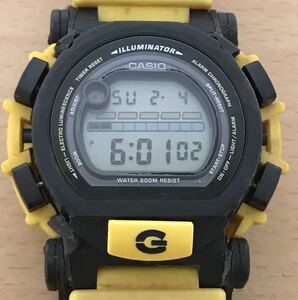 217-0183 CASIO カシオ G-SHOCK メンズ腕時計　ラバーベルト　デジタル　クオーツ　黄色　イエロー　DW-003 稼働品 ジャンク