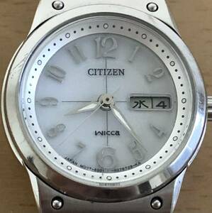 234-0143 CITIZEN シチズン　wicca ウィッカ　レディース腕時計　金属ベルト　エコドライブ　ソーラー　E001-S049105 動作確認済み