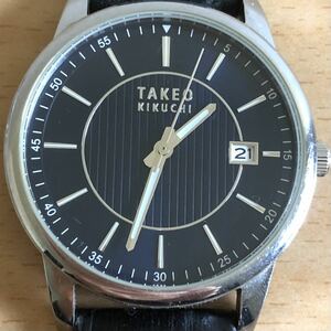 225-0087 TAKEO KIKUCHI タケオキクチ　メンズ腕時計　革ベルト　クオーツ　TK20K2 電池切れ 動作未確認