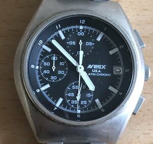 239-0770 AVIREX U.S.A. メンズ腕時計　金属ベルト　クオーツ　クロノグラフ　AVX-004 電池切れ　動作未確認