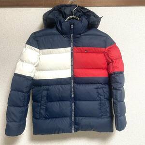 トミーヒルフィガー TOMMY HILFIGER ダウンジャケット ジップフーディー ネイビー キッズ 140cm 10歳相応 ＊53