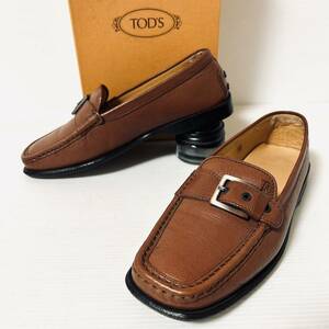 【美品/BOX付】TOD'S トッズ ローファー ストラップローファー　レザー　革靴　36 23cm ブラウン ＊10