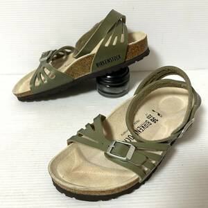 【新品同様】BIRKENSTOCK ビルケンシュトック レザーサンダル　36 23cm オリーブ　＊4