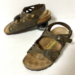 【新品同様】BIRKENSTOCK MIAMI ビルケンシュトック　マイアミ　レザーサンダル　36 23cm グリーン系　＊4